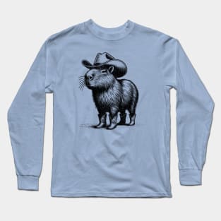 Capybara Cowboy Boots - Retro Western Aesthetic Art T-Shirt Long Sleeve T-Shirt